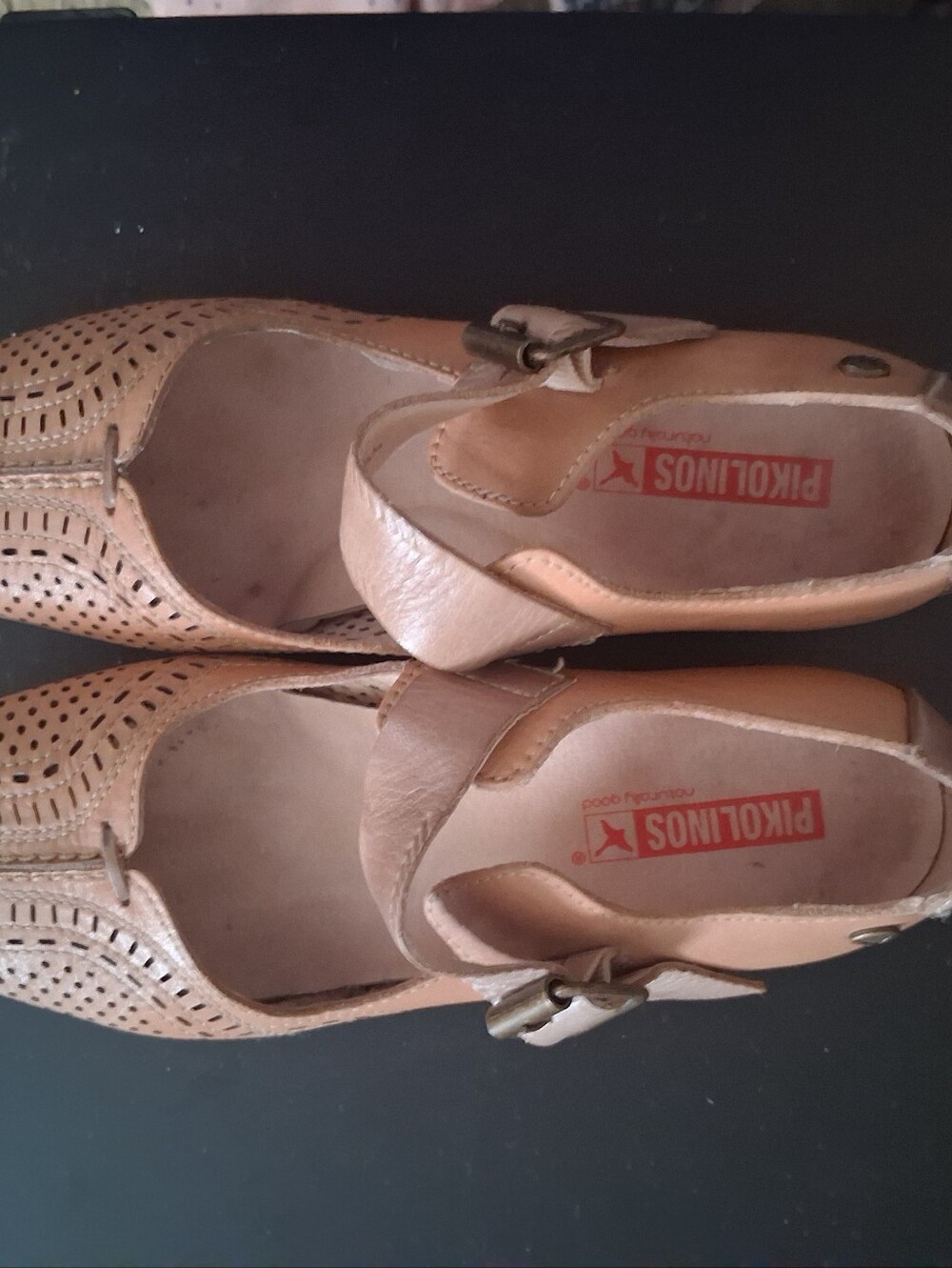 Pikolinos 36 Women’s Leather Tan Mary Jane Square Toe Low Heel from Spain